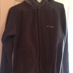 Grey fleece Columbia hooded zip jacket